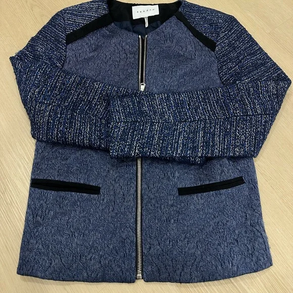 Sandro Paris Metallic Wool Blend Full Zip jacket - Picture 3 of 5